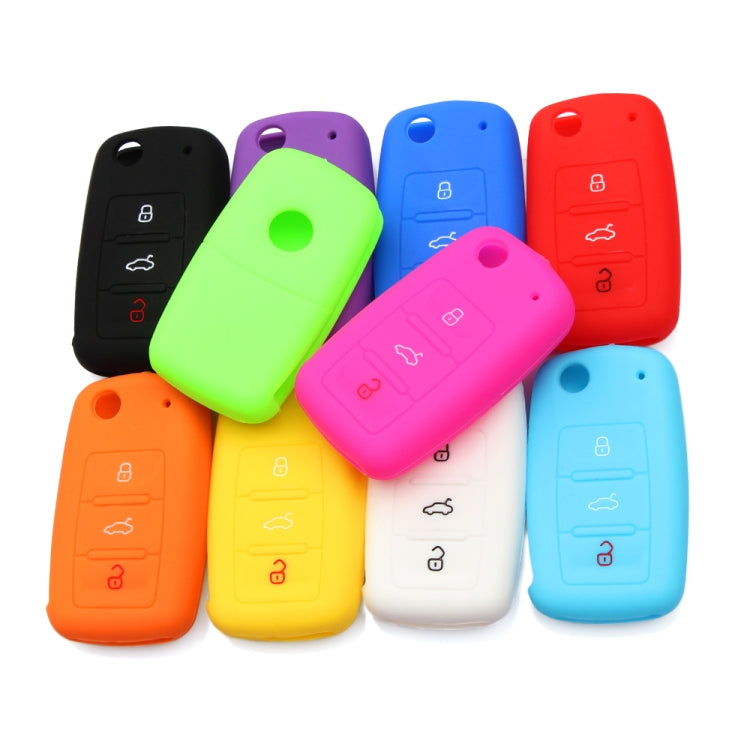 2 PCS Silicone Car Key Cover Case for Volkswagen Golf(Blue)