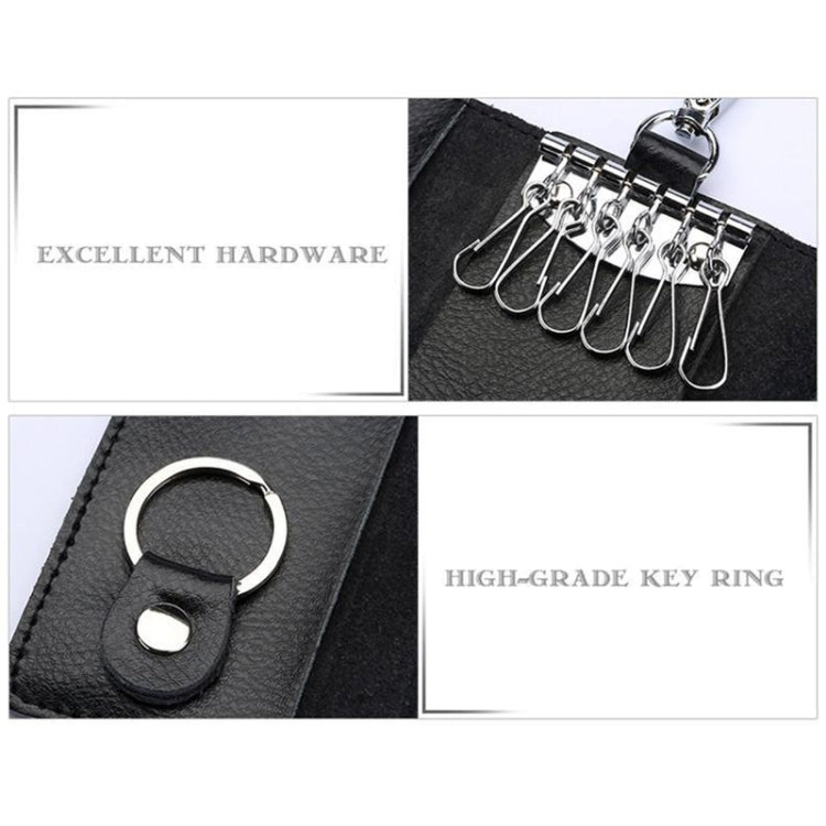 Multifunctional Litchi Texture Leather Keychain Bag Car Key Bag(Watermelon Red)
