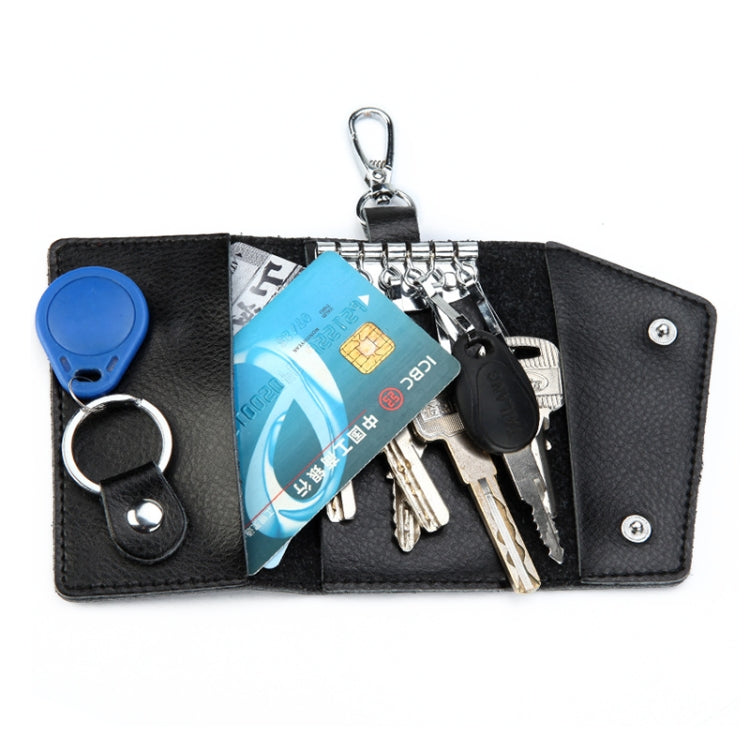 Multifunctional Litchi Texture Leather Keychain Bag Car Key Bag(Watermelon Red)