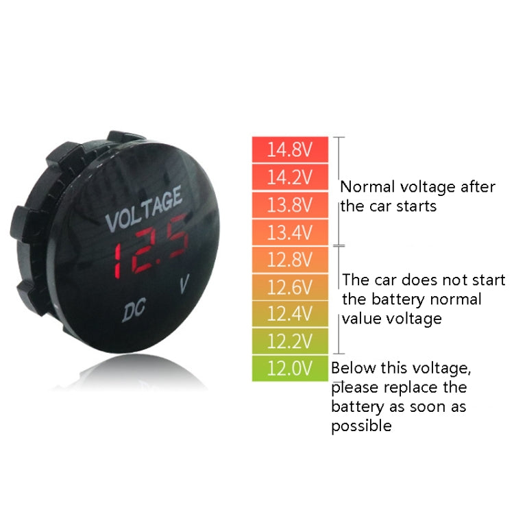 DC12-24V Automotive Battery DC Digital Display Voltage Meter Modified Measuring Instrument(Orange Light)