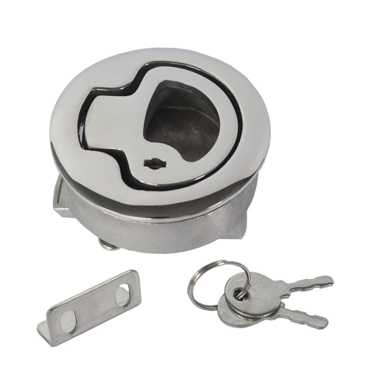 316 Stainless Steel Floor Buckle Ship Yacht Round Pull Ring Door Lock With Key