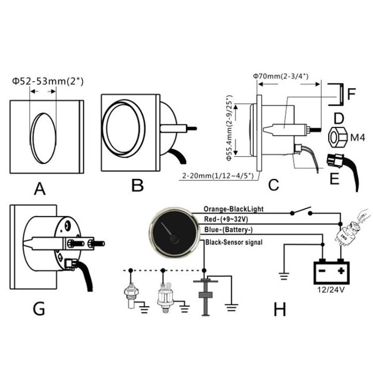PMW2 DN52mm Car Truck RV Conversion Water Tank Water Level Table(BN)