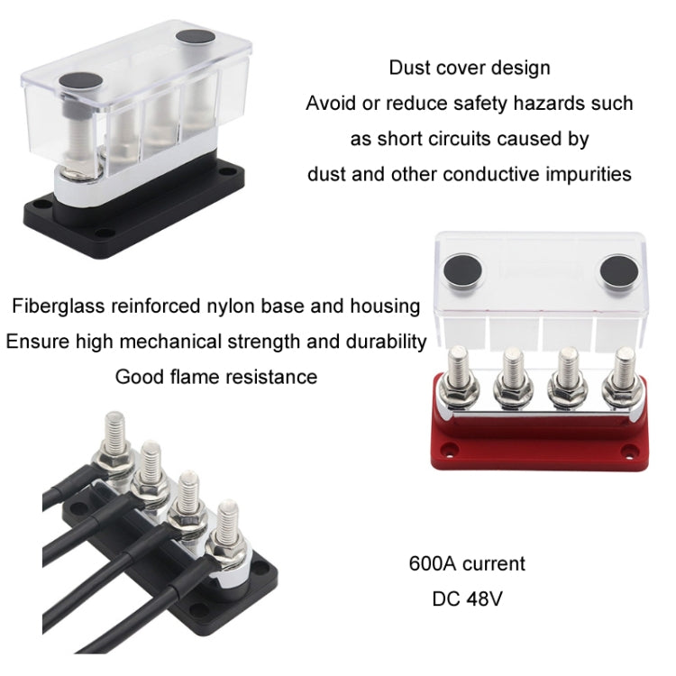 600A 48V RV&Ship Modification 4-way Large Electric DC Busbar(AOA4713C-M10)