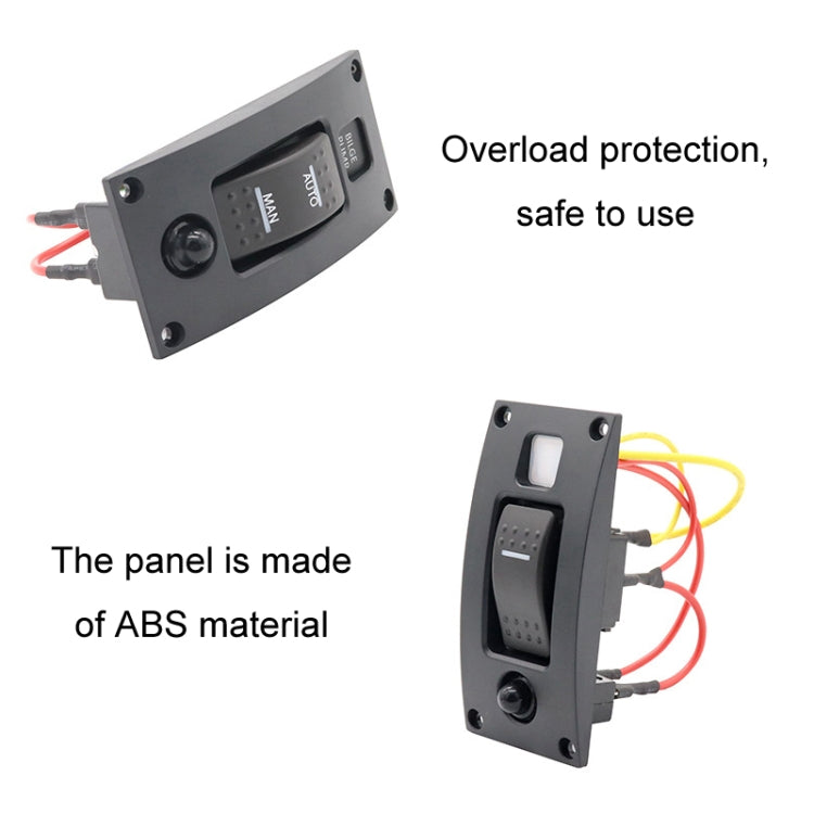 Marine Self-Locking Resetting Switch With Overload Protection Indicator Light Square 5V 3.4A Car Charging Panel