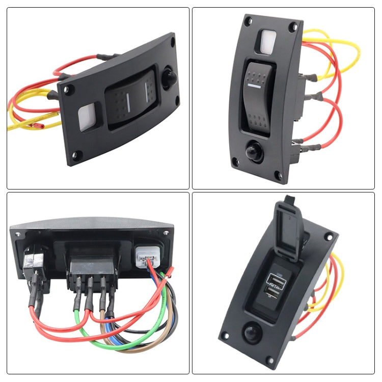 Marine Self-Locking Resetting Switch With Overload Protection Indicator Light Square 5V 3.4A Car Charging Panel