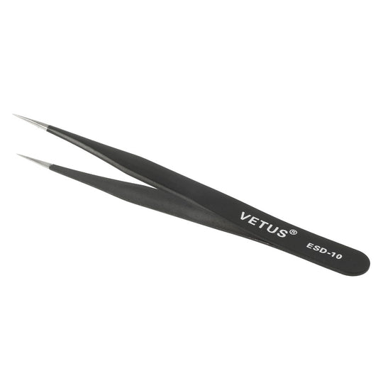VETUS ESD-10 Anti-static Stainless Steel Fine Tip Straight Tweezer Repair Tool, Length: 120mm