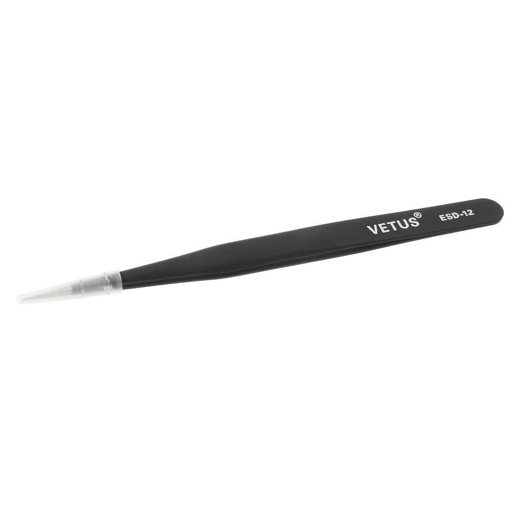 VETUS ESD-12 Anti-Static Stainless Steel Fine Tip Straight Tweezer Repair Tool, Length: 135mm