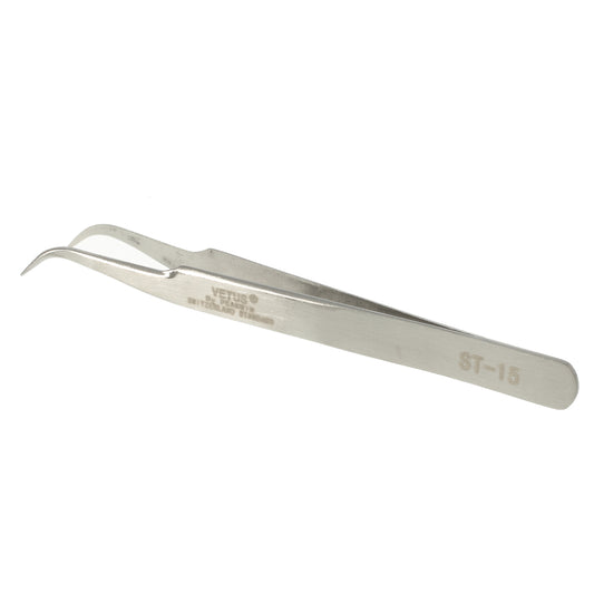 VETUS ST-15 High Precision Stainless Steel Curved Tweezer Repair Tool, Length: 120mm