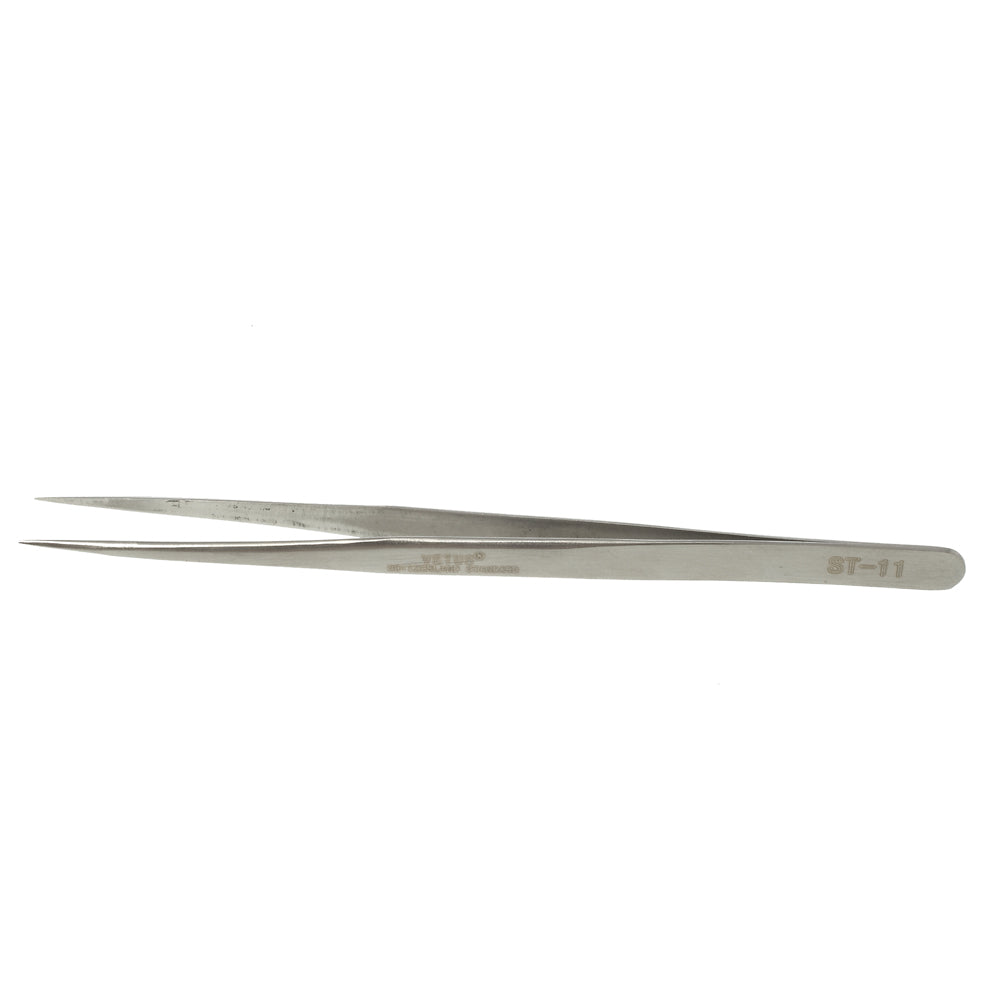 VETUS ST-11 High Precision Stainless Steel Fine Tip Straight Tweezer Repair Tool, Length: 140mm