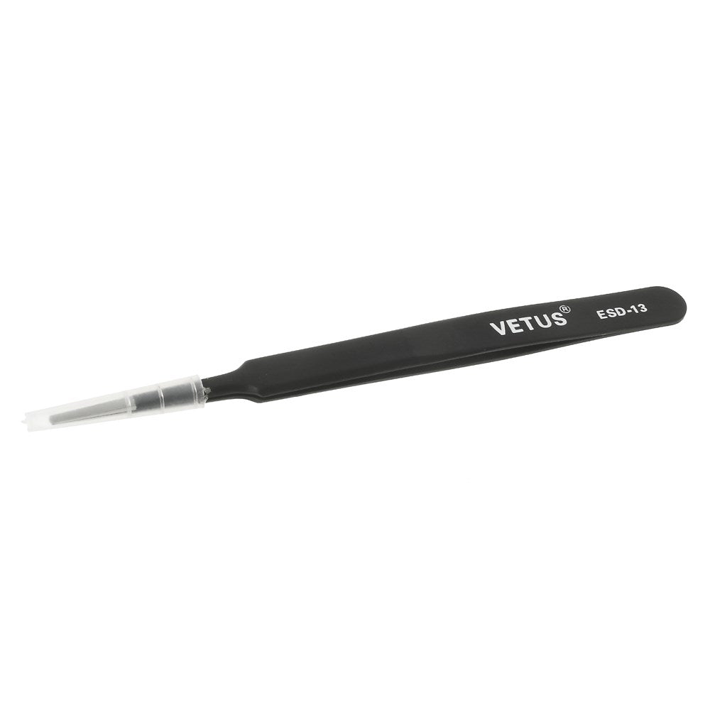 VETUS ESD-13 Anti-Static Stainless Steel Flat and Round Tweezer Repair Tool, Length: 120mm