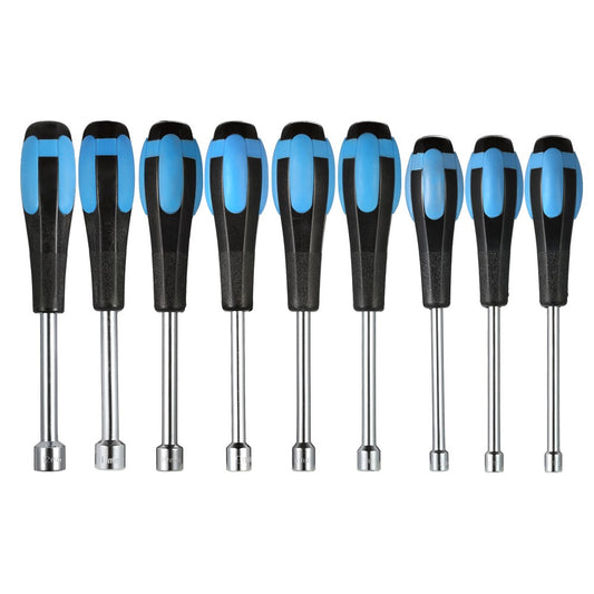 9Pcs Metric Sizes Hex Bit Hollow Shaft Nut Driver Set Sockets [5mm/5.5mm/6mm/7mm/8mm/9mm/10mm/11mm/12mm]