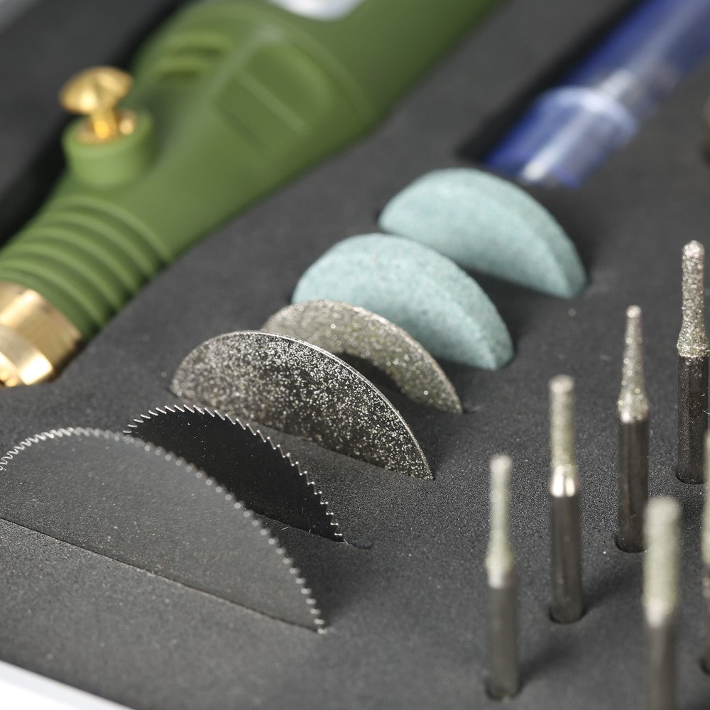 Electric Drill Grinding Milling Engraving Polishing Tools Mini Multi-functional Variable Speed Rotary Tool and Accessories Kit - US Plug / Army Green