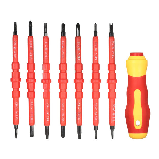 7-in-1 1000V Changeable Insulated Screwdrivers Set Electrician Repair Tool Kit [with Magnetic Phillips and Slotted Bits]