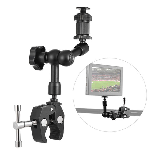 7-inch Friction Arm Adjustable Articulating Arm Plier Clip Clamp Mount for Field Monitor LED Light Flash Microphone