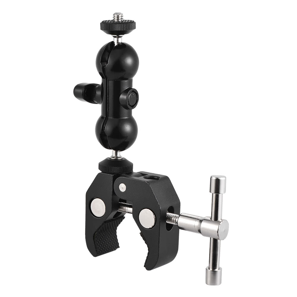 Dual Ballhead Arm Super Clamp Mount Adapter for DSLR Camera Monitor LED Video Light