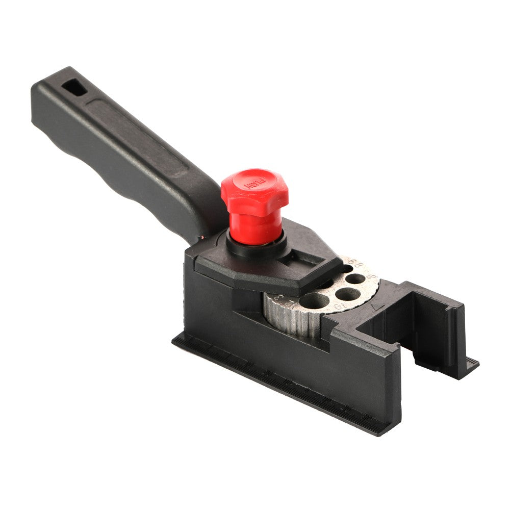 10-Hole Punch Locator Punching Positioning Fixture Device for Woodworking - Black/Red