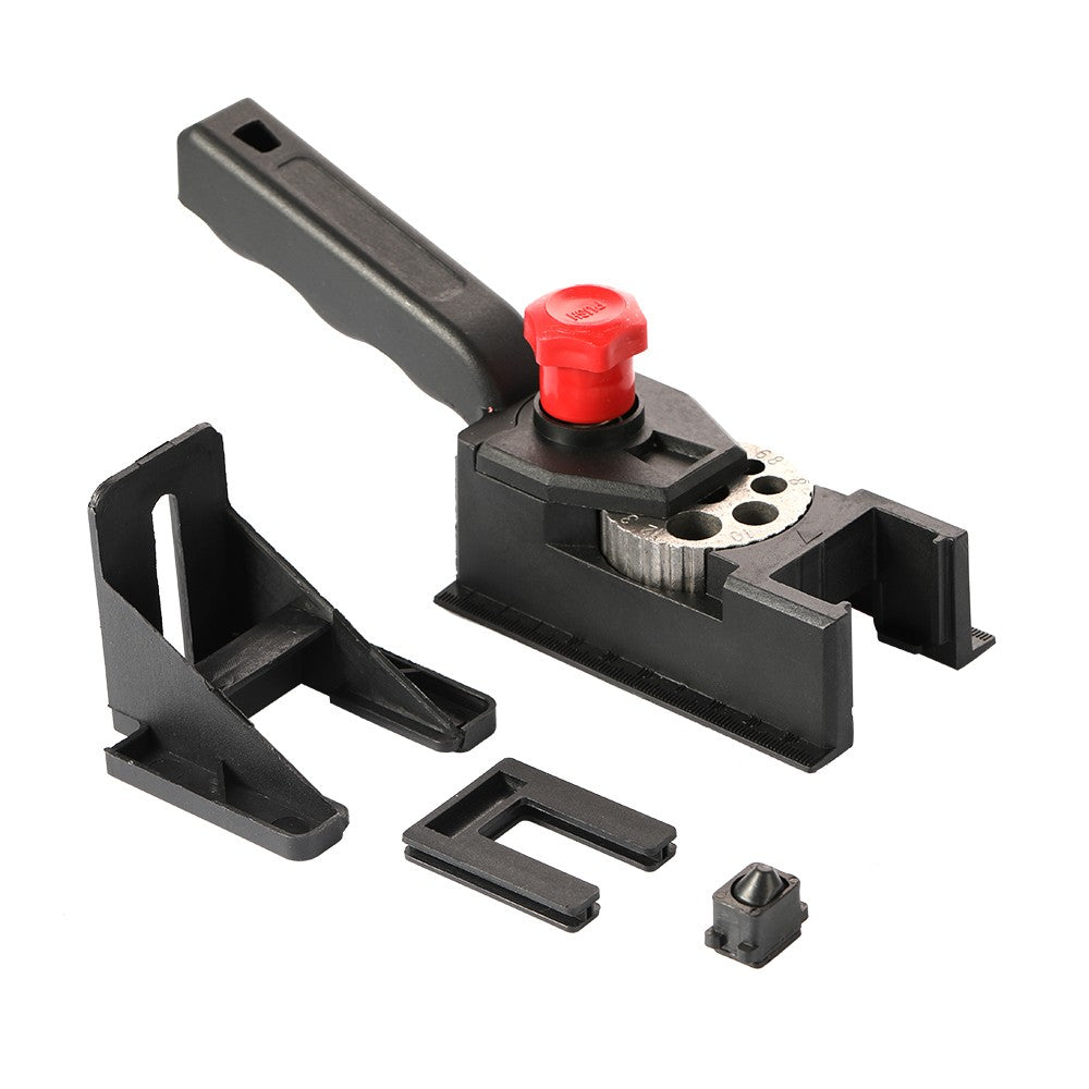 10-Hole Punch Locator Punching Positioning Fixture Device for Woodworking - Black/Red