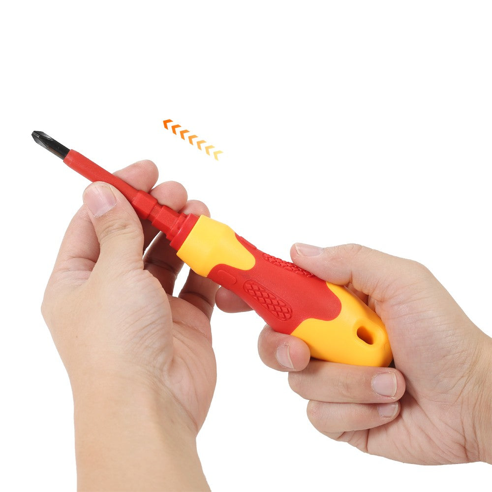 10Pcs/Set 1000V Insulated Screwdriver Set [with Magnetic Slotted and Phillips Bits] Electrical Work Repair Tools