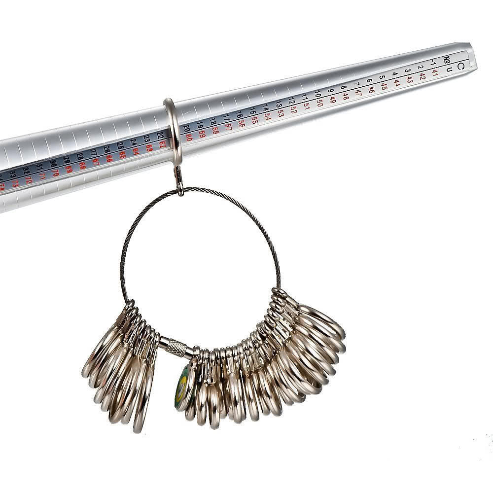 Ring-sizer Gauge Tool Finger Sizing Measuring Stick Metal Ring Mandrel US Size Set 1-13 of  27 Pcs Circle Models - Silver