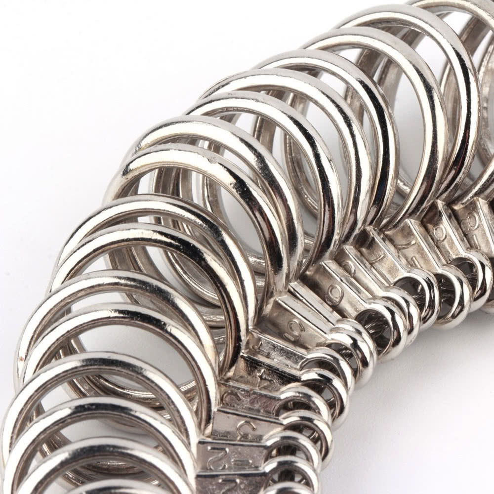 Ring-sizer Gauge Tool Finger Sizing Measuring Stick Metal Ring Mandrel US Size Set 1-13 of  27 Pcs Circle Models - Silver