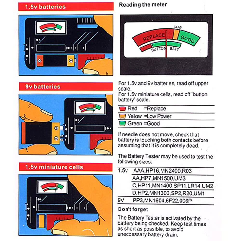 Battery Tester Checker Universal Battery Tester Monitor for AA/AAA/C/D/9V/1.5V/Button Cell Batteries Household Battery Testers Power Meter - Style B