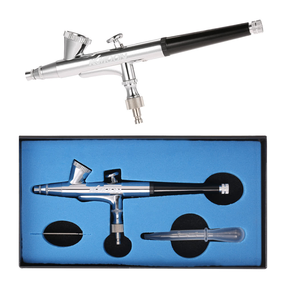 KKmoon 0.25mm Dual-action Gravity Feed Airbrush Kit Set Air Brush Spray Gun for Makeup Painting Nail Art Tattoo