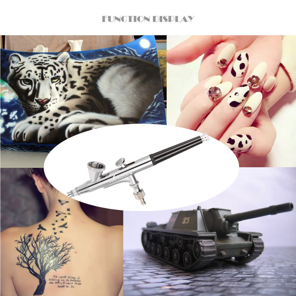 KKmoon 0.25mm Dual-action Gravity Feed Airbrush Kit Set Air Brush Spray Gun for Makeup Painting Nail Art Tattoo
