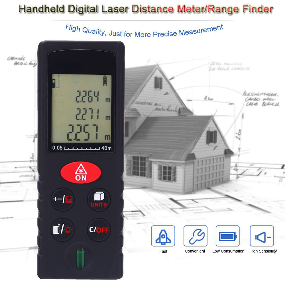 40m/131ft Mini Handheld Digital Laser Distance Meter High Precision Range Finder - e1203-40 40m/131ft