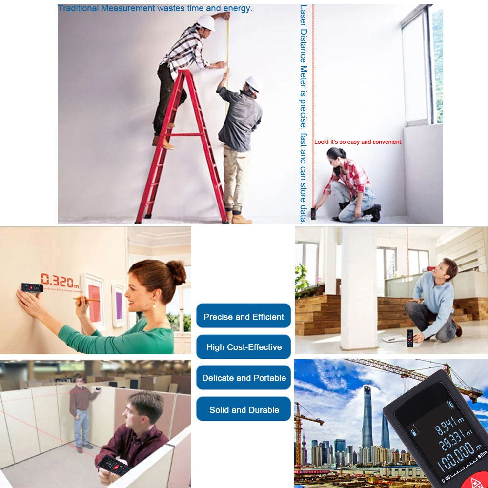 40m/131ft Mini Handheld Digital Laser Distance Meter High Precision Range Finder - e1203-80 40m/131ft