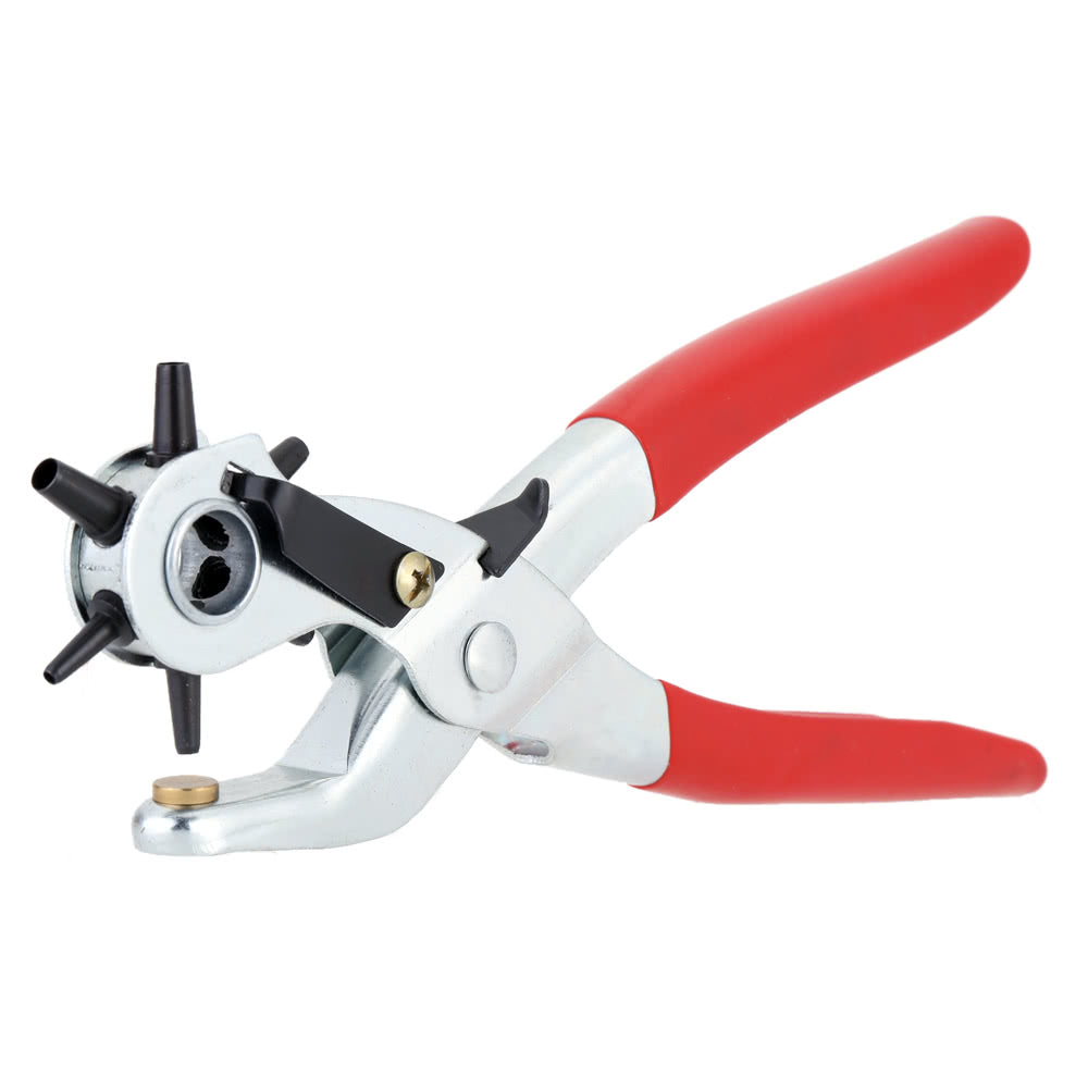 Hole Punching Machine 9inch Punch Plier Round Hole Perforator Tool Make Hole Puncher for Watchband - Red