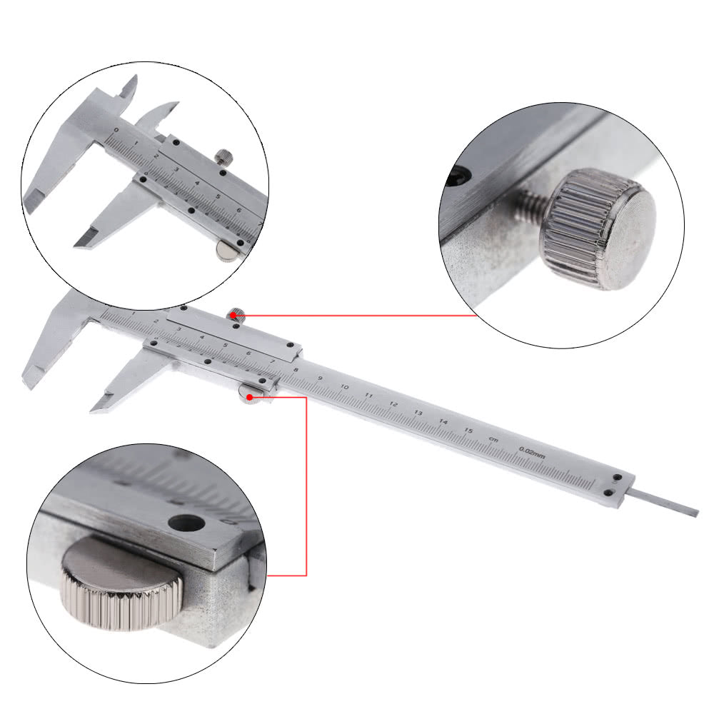 Callipers 150mm Measuring Tool Carbon Steel Vernier Caliper Scales Show