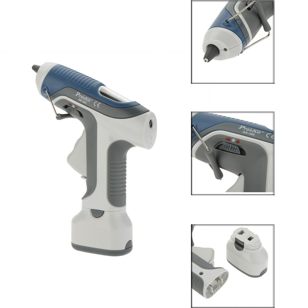 Pro&#39;sKit GK-368 6V Battery Cordless Hot Melt Glue Gun Block Gine LED Lighting for DIY Model Living Craft