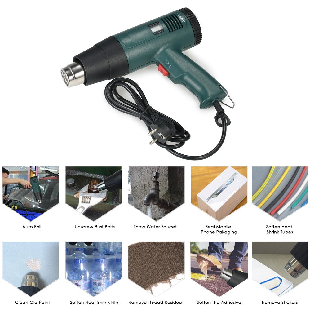 LCD Digital Temperature-controlled Electric Hot Air Gun Heat Gun Tool Set with 4pcs Nozzles 1800W AC110V - EU Plug