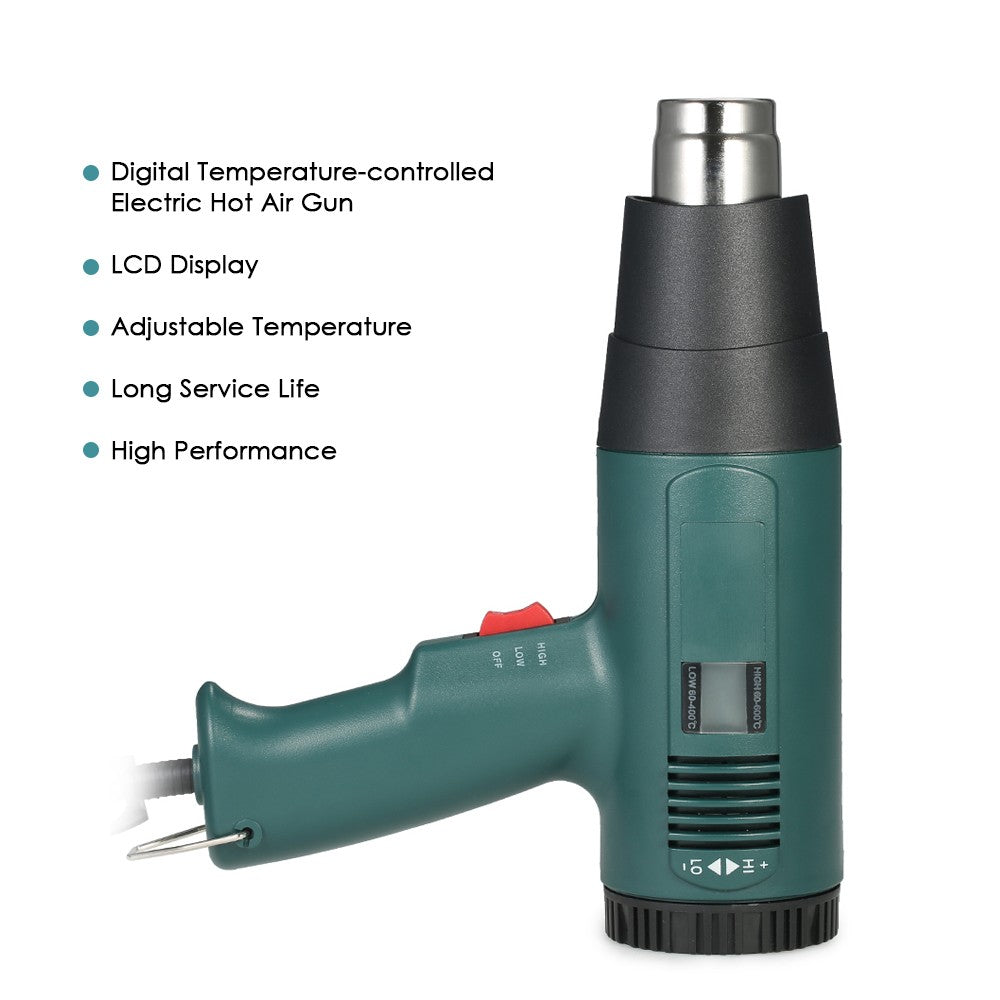 LCD Digital Temperature-controlled Electric Hot Air Gun Heat Gun Tool Set with 4pcs Nozzles 1800W AC110V - EU Plug