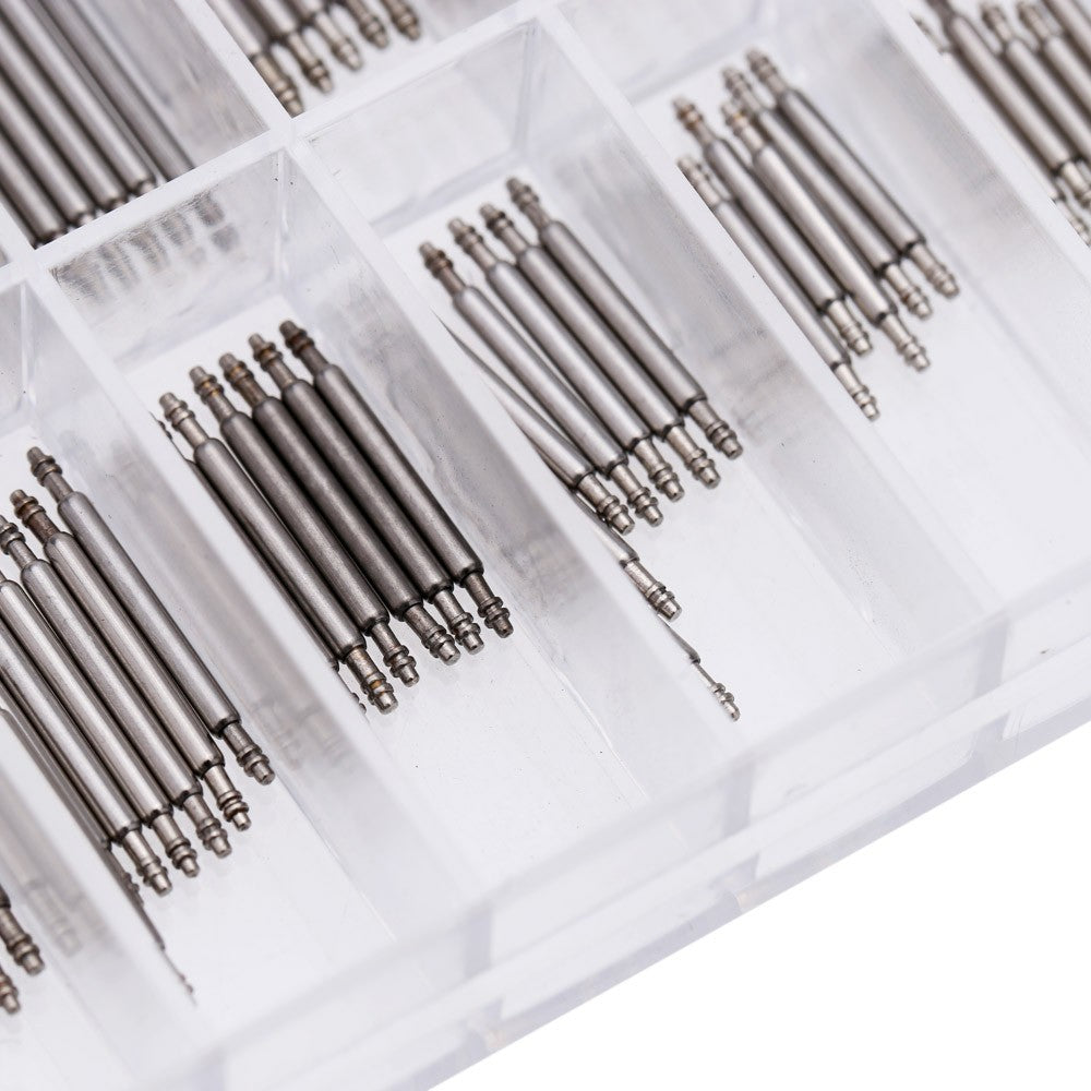 8-25mm Professional Stainless Steel Watch Band Spring Bar Strap Link Pins Set Double Flange - Silver