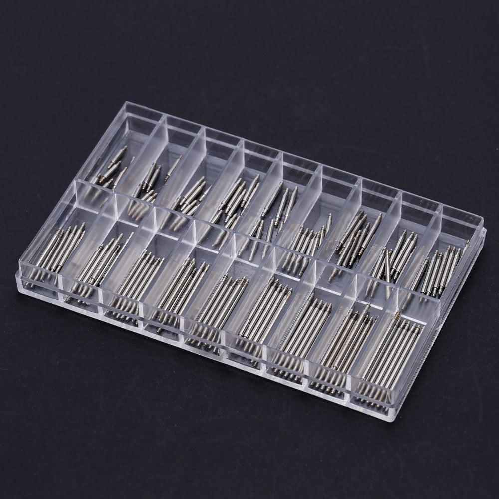 8-25mm Professional Stainless Steel Watch Band Spring Bar Strap Link Pins Set Double Flange - Silver