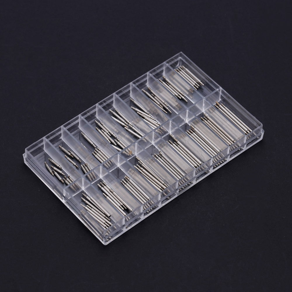 8-25mm Professional Stainless Steel Watch Band Spring Bar Strap Link Pins Set Double Flange - Silver