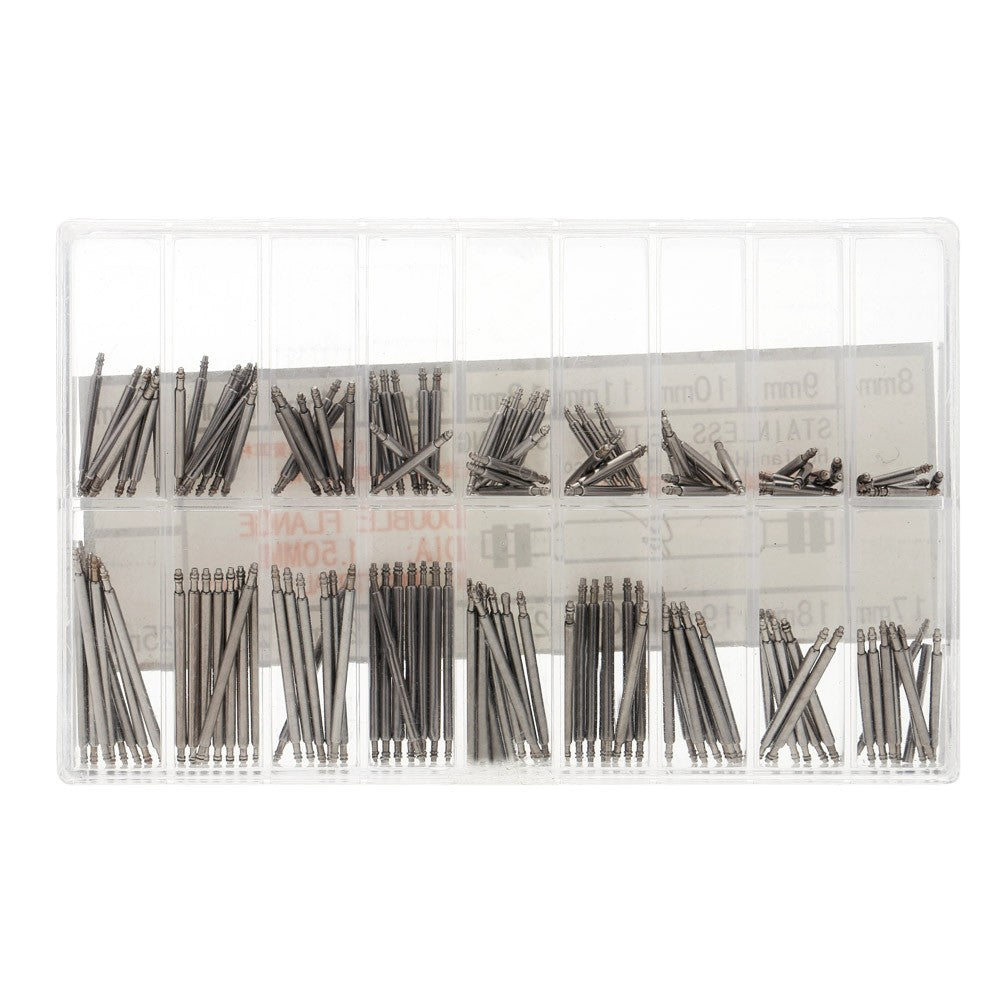 8-25mm Professional Stainless Steel Watch Band Spring Bar Strap Link Pins Set Double Flange - Silver