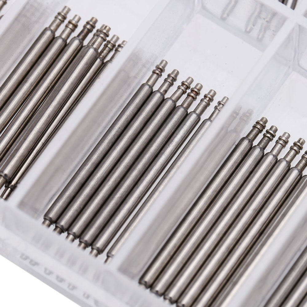 8-25mm Professional Stainless Steel Watch Band Spring Bar Strap Link Pins Set Double Flange - Silver