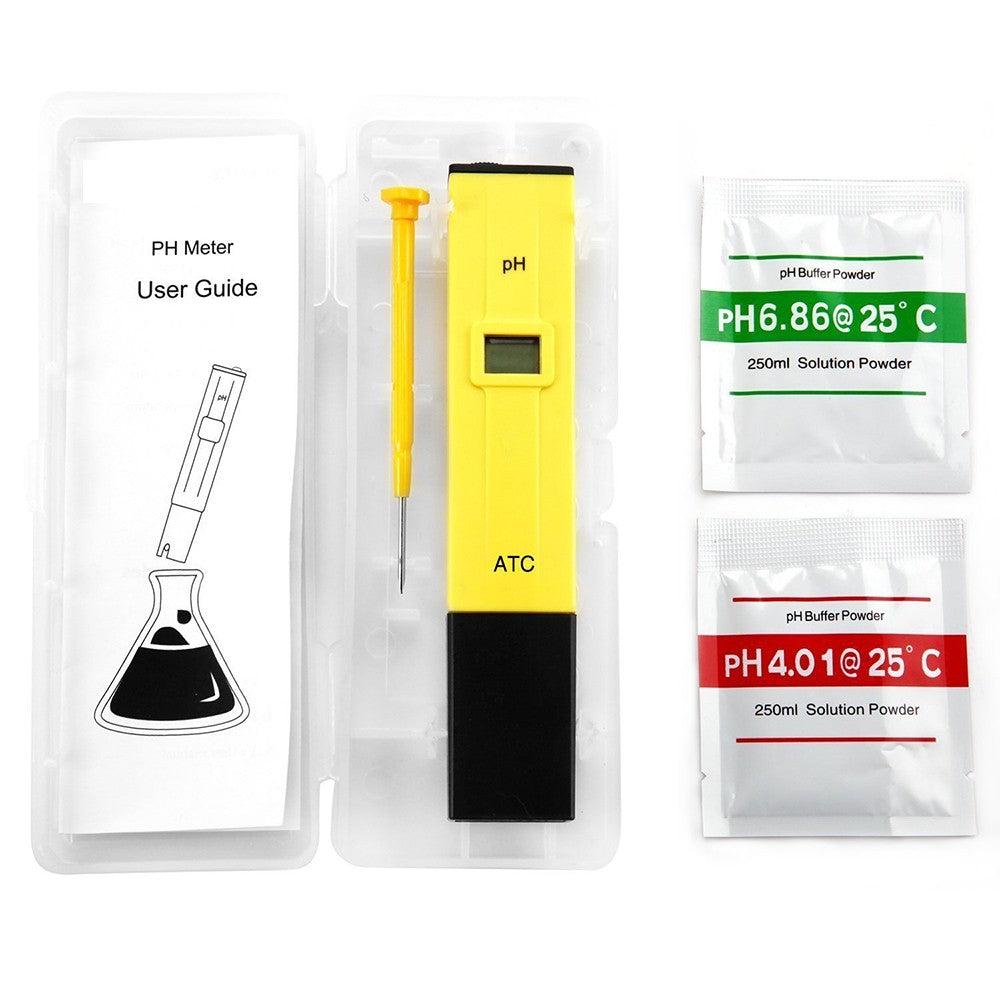 Digital LCD PH Test Pen Portable Auto Temp Compensation pH Meter Aquarium Water Quality Tester - Yellow
