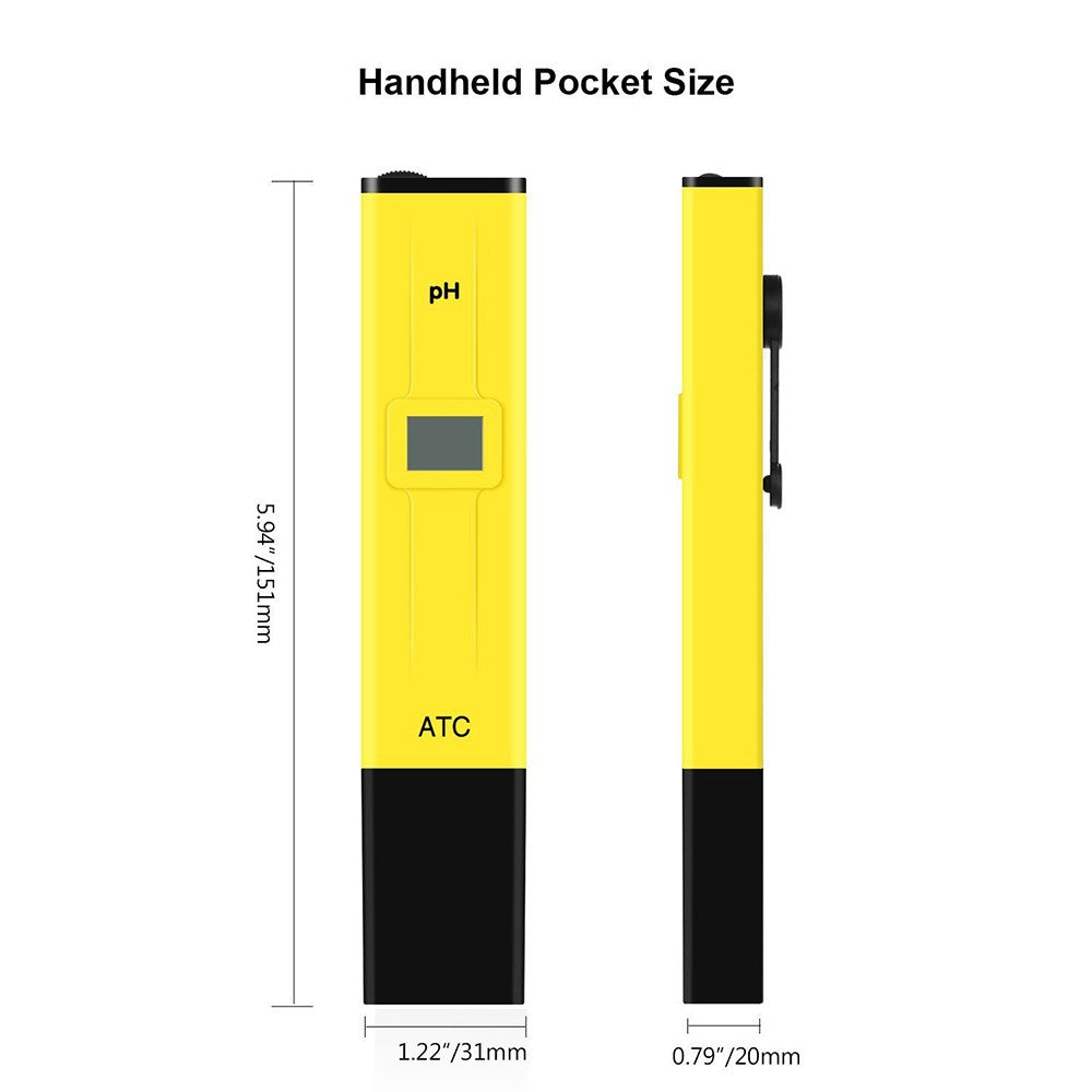 Digital LCD PH Test Pen Portable Auto Temp Compensation pH Meter Aquarium Water Quality Tester - Yellow