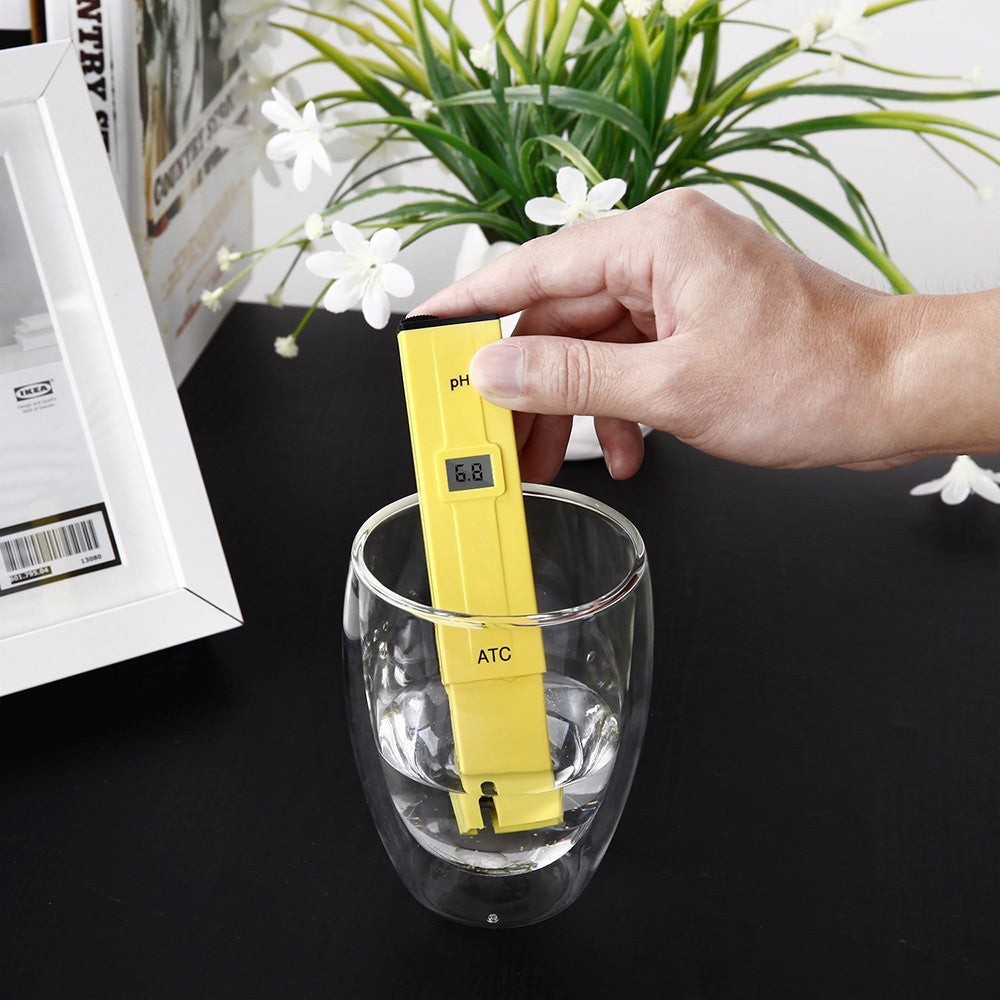 Digital LCD PH Test Pen Portable Auto Temp Compensation pH Meter Aquarium Water Quality Tester - Yellow