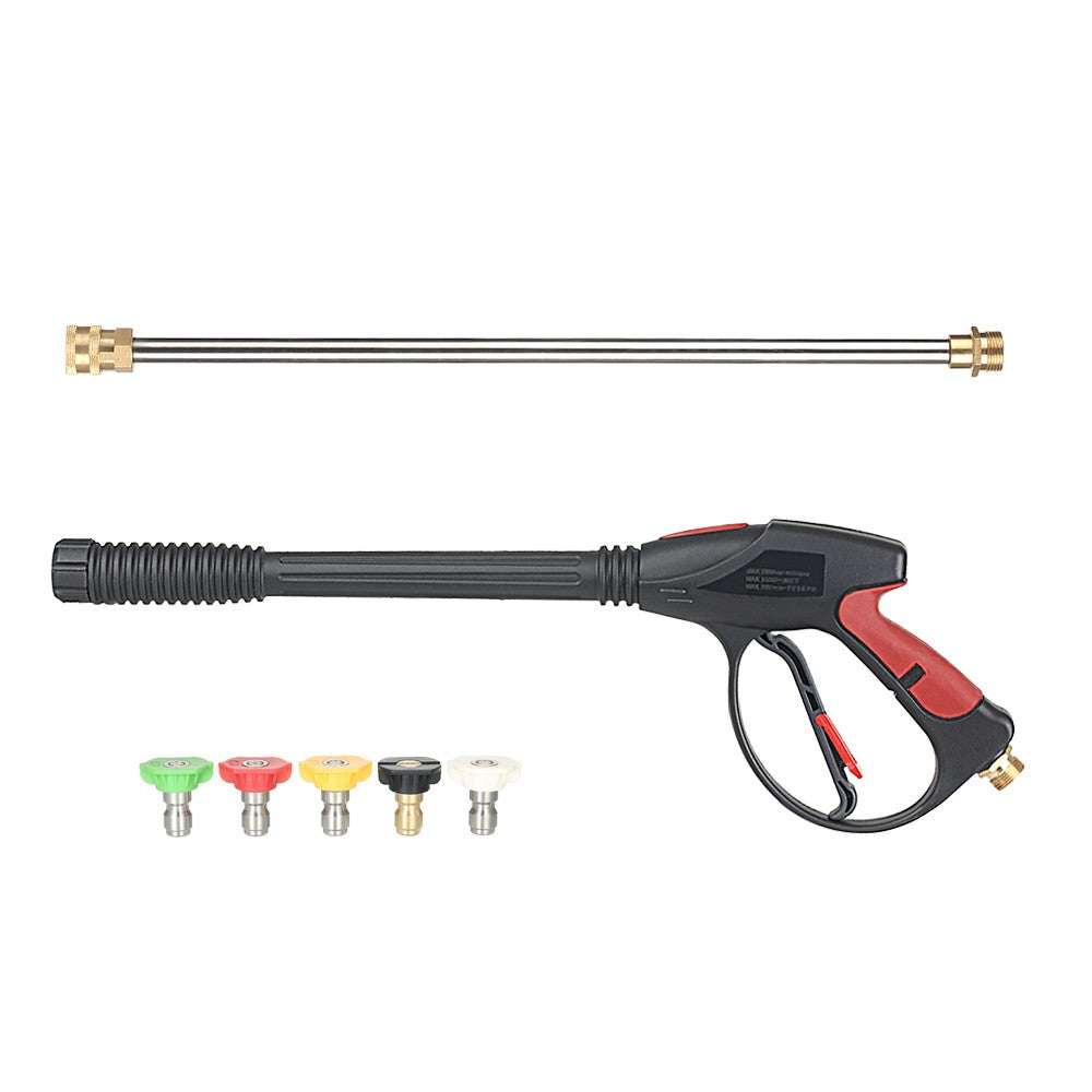 Pressure Washer Gun 4000 PSI Spray Gun with 18&quot; Extension Wand + 4 Quick Connect Nozzles and 1 Soap Nozzle for Car Pressure Power Washers