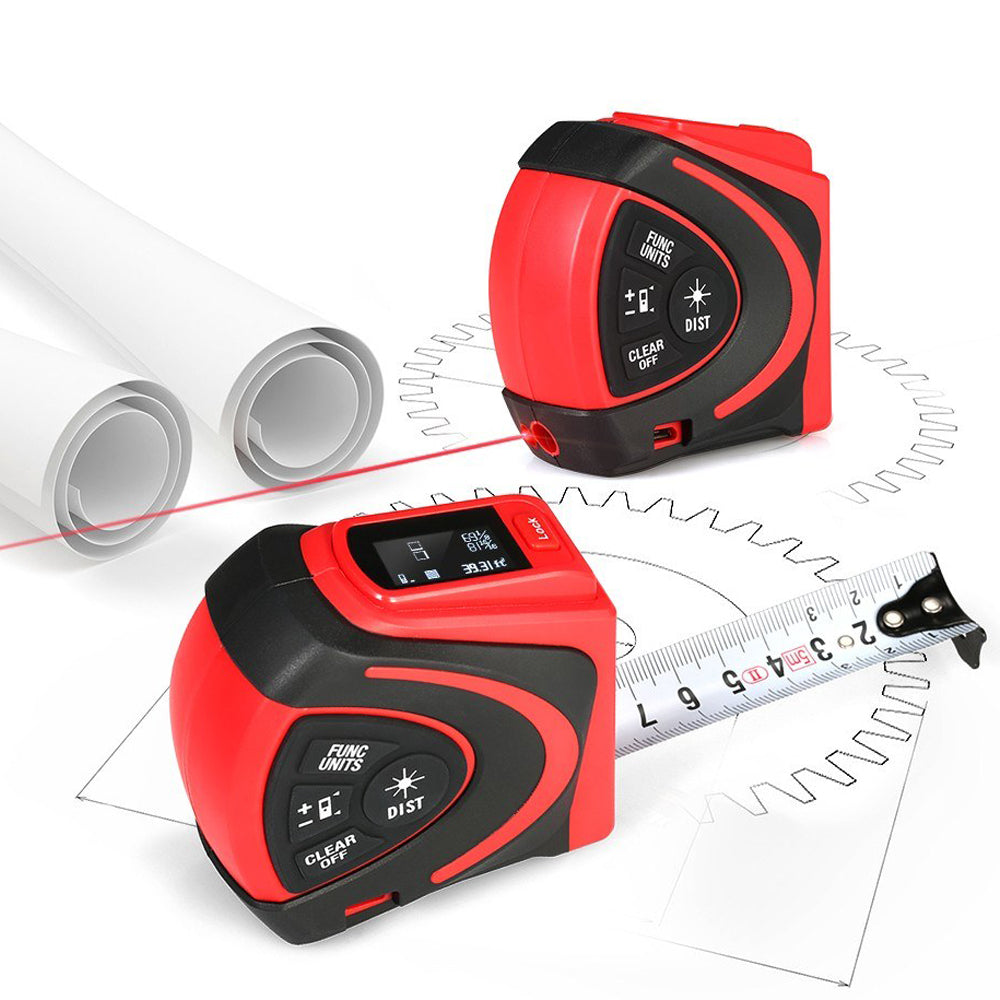 Digital Laser Rangefinder Handheld Infrared Range Finder 2 in 1 5m Measuring Tape 30m Laser Distance