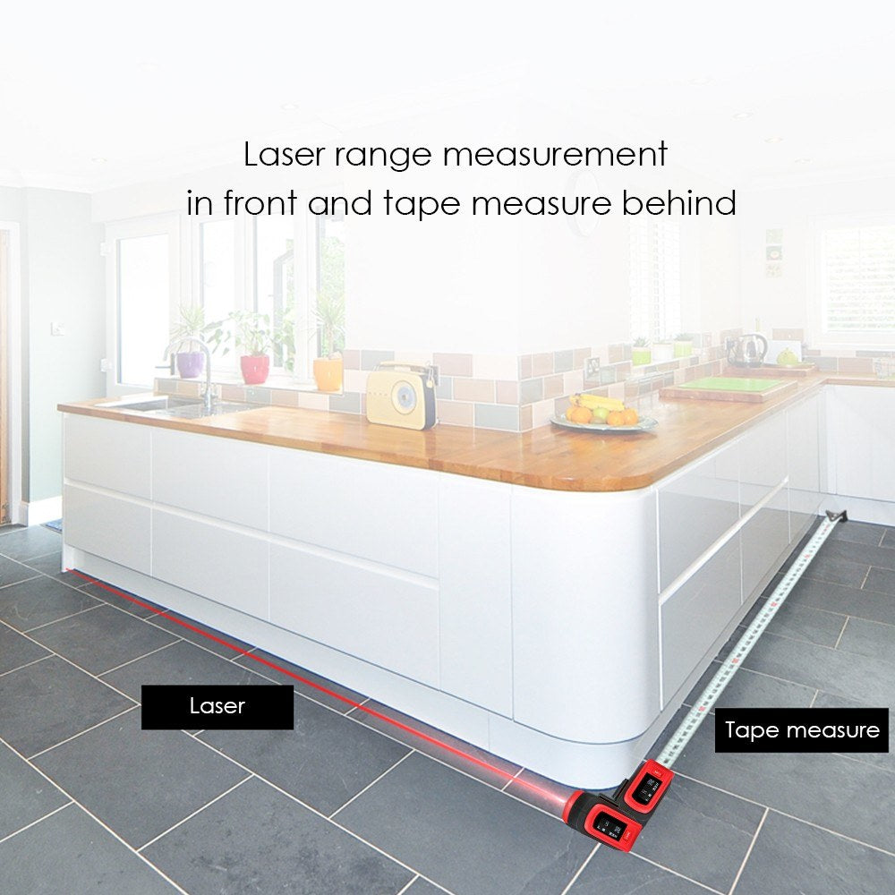 Digital Laser Rangefinder Handheld Infrared Range Finder 2 in 1 5m Measuring Tape 30m Laser Distance