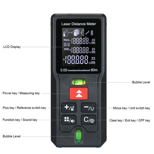 Handheld Digital Laser Distance Meter Portable Range Finder Rangefinder - 80m