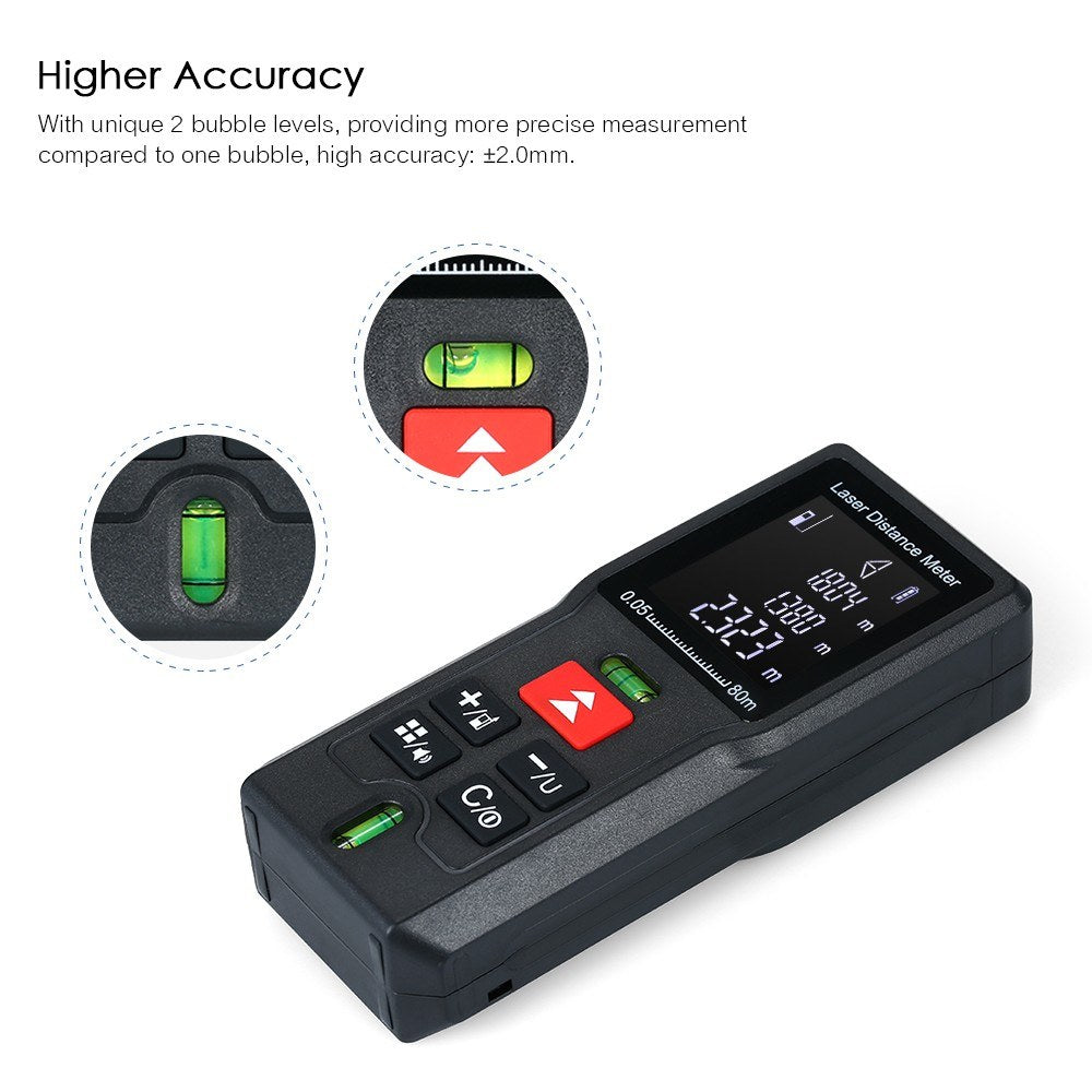Handheld Digital Laser Distance Meter Portable Range Finder Rangefinder - 80m