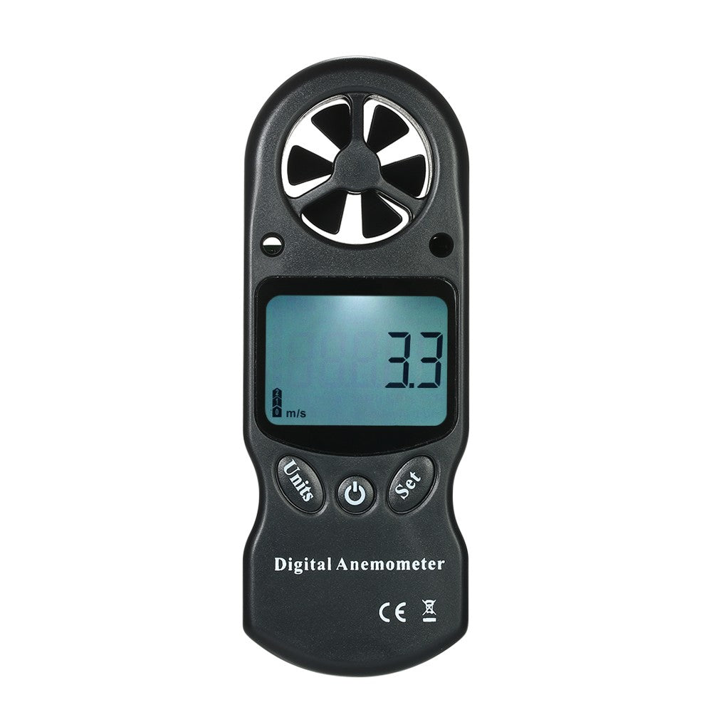 8 in 1 Handheld Digital Anemometer with LCD Backlight - Black