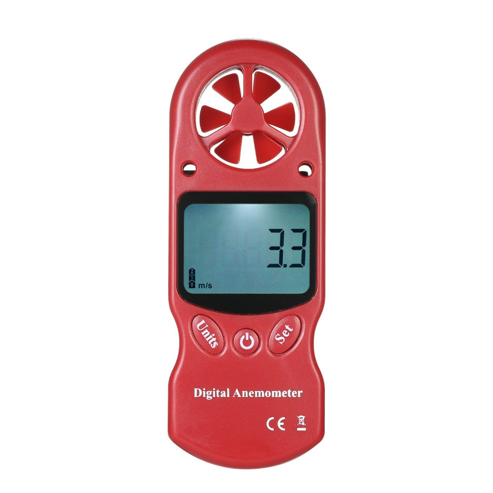 8 in 1 Handheld Digital Anemometer with LCD Backlight - Red