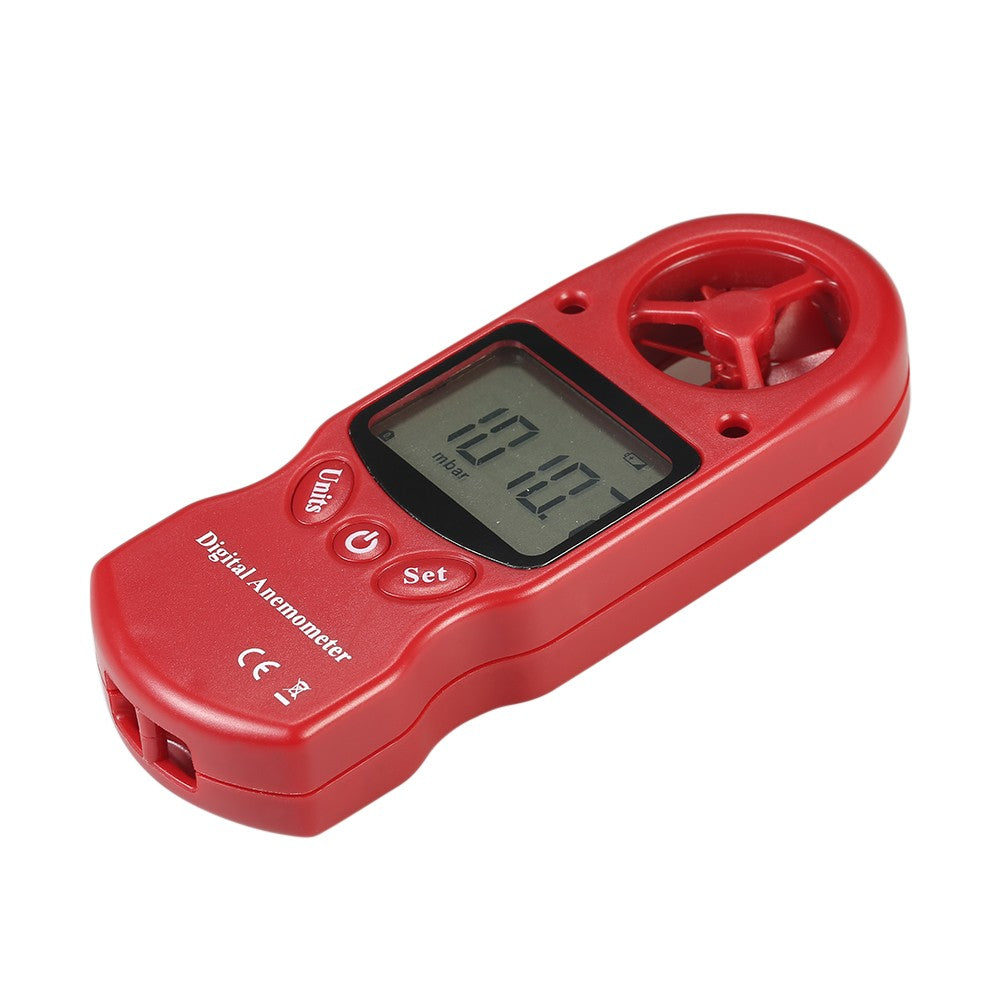 8 in 1 Handheld Digital Anemometer with LCD Backlight - Red